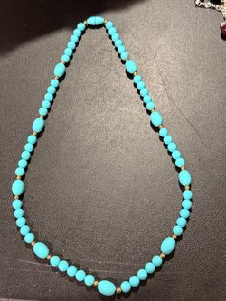 Turquoise Beaded Necklace with Gold Spacers