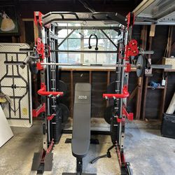 Smith Machine 200 | Adjustable Bench | 245lb Cast Iron Olympic Weights | 7ft Olympic Bar | Fitness | Gym Equipment | FREE DELIVERY/INSTALLATION 🚚 🛠️