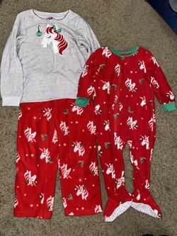 Girls Unicorn Christmas Pajamas 