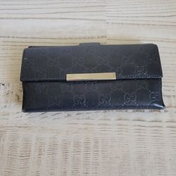 Authentic Gucci Black Guccissima Long Wallet