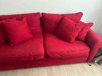 Set of 2 Red Sofas / Couches – $25 Each or Both for $40!