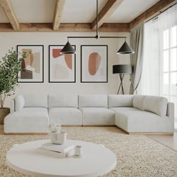 Henredon Murphy Fabric Modular Sectional with Ottoman —Cream —  brand new in box