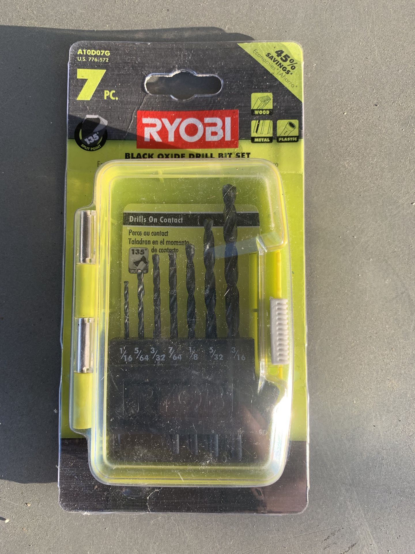 Ryobi Black Oxide Drill Bit Set 7 Pieces