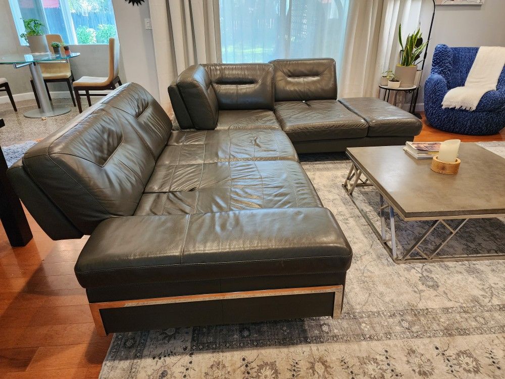 Leather Sofa Sectionals Adjustable Head Rest