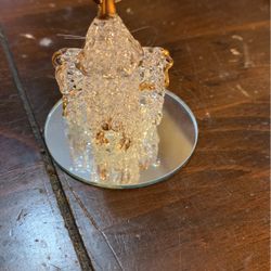 Hand Blown Spun Glass Miniature Church On Mirror 