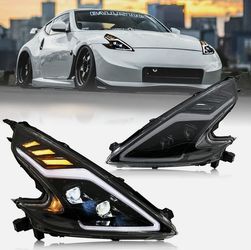 Full LED Projector Headlights For Nissan 370Z Z34 2008-2020 DRL Dual Beam Pair