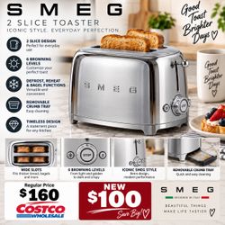 Smeg 2-Slice Toaster Stainless Steel