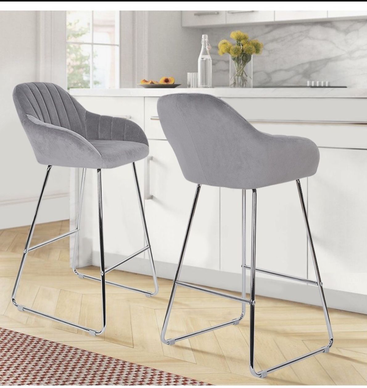 Velvet Gray Barstools ( counter stools)
