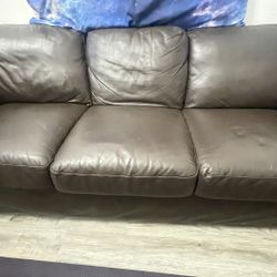 Brown Leather Couch 