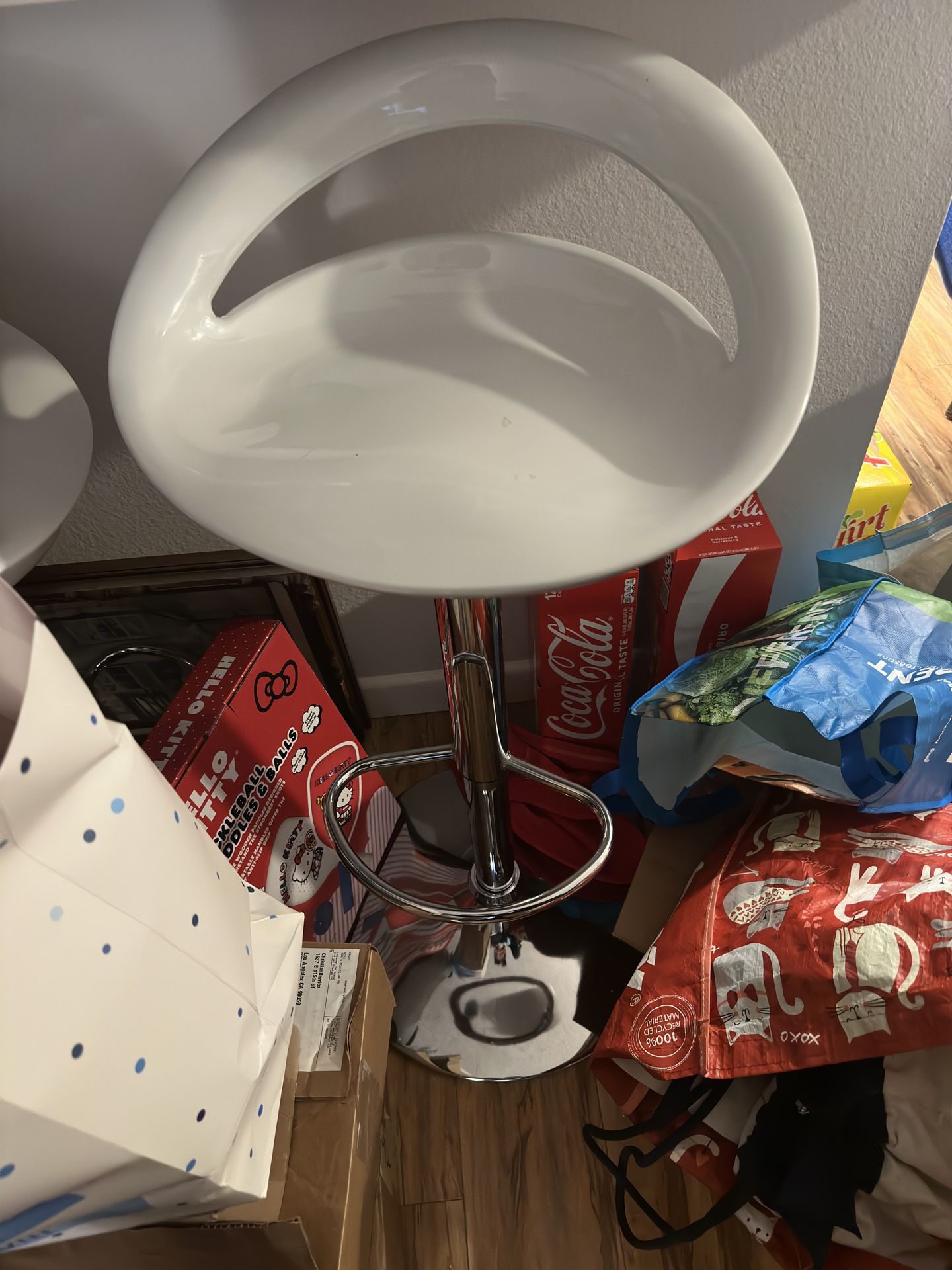 White Adjustable Stools x2