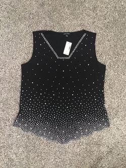 Black BEADED TOP - XL
