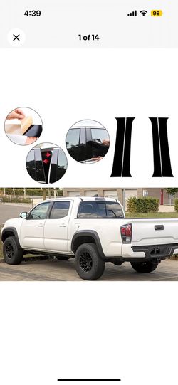 4Pcs Gloss Black Pillar Posts Window Cover Fit For Toyota Tacoma 2016-2023