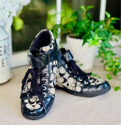 Vintage Coach Zany Black Signature C High Top Sneakers - Women’s Size 10