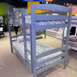 Twin Twin Grey Bunkbed With Orthopedic Mattress Included