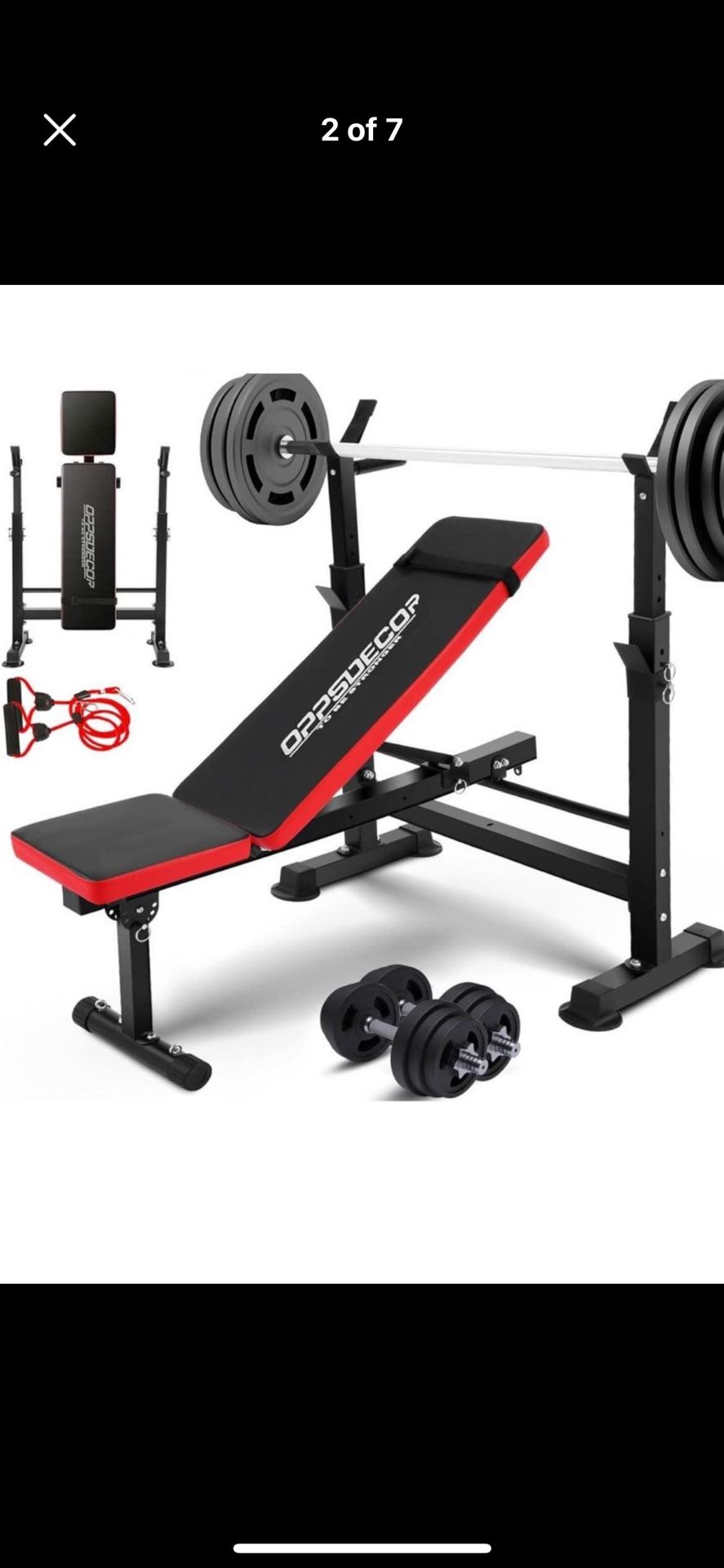 OPPSDECOR 600lbs 6 in 1 Weight Bench Set with Squat Rack Adjustable Workout Bench with Leg Developer