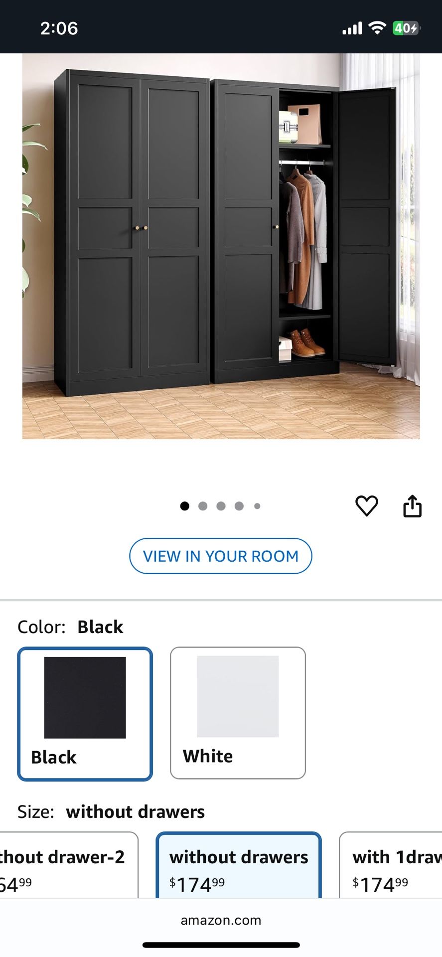Black Metal Dresser / Armoire
