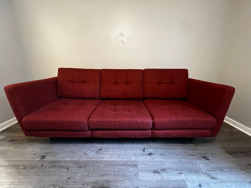 Modern brick red sofa (Burrow- Nomad style) $600 OBO