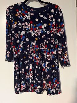 Tu Navy Floral Long Sleeve Swing Top