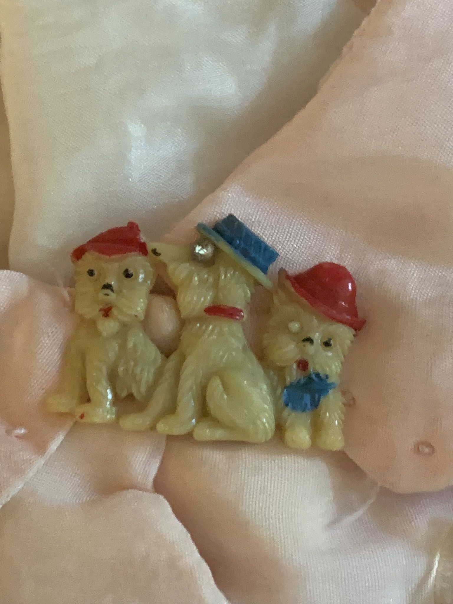 Vintage Baby Clothes and Jewelry in Shadow Box