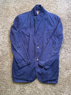 Vintage Duluth Trading Co Work Jacket Cotton Tradesmen Size Large Navy