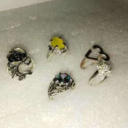 Lot Of 5 High Quality Silver Fashion Rings