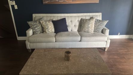 Beige Three-Seat Sofa – For Sale