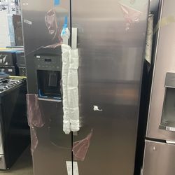 ❄️ NEW GE 25.3 Cu. Ft. Side-by-Side Refrigerator with External Ice & Water Dispenser Stainless Steel