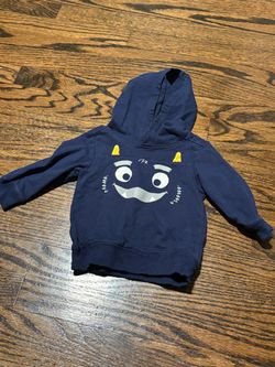 Toddler Navy Monster Face Hoodie