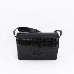 Christian Louboutin Loubi54 Black Croc-Effect Bag - New Without Tags
