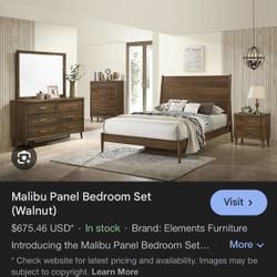 Queen Bed Frame, Headboard & Mattress 