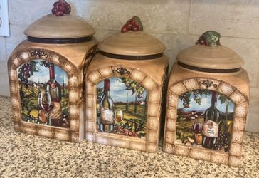Certified International Tuscan View 3-Piece Ceramic Canister Set