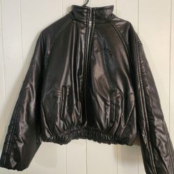 Brand New She Wolf Darc Sport Crop Black Puffed Bomber Jacket NWT