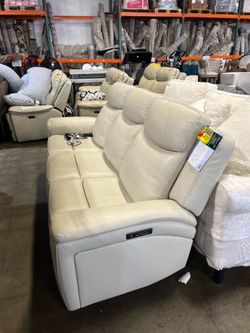 Gilman Greek 3-seat Leather reclining sofa - cloud zero