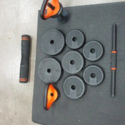 Used FED Adjustable Barbell/Kettlebell weight Set W/ 21 LBS of Weight