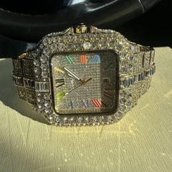 Iced Out Carti Watch Colorful Face 