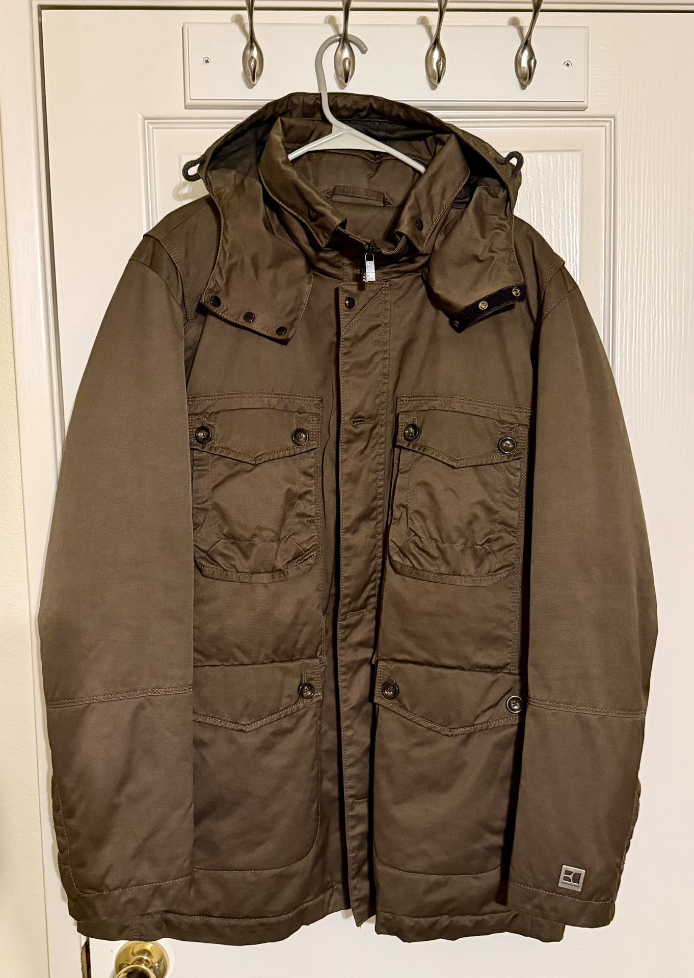 Men’s BOSS Orange jacket in a rich olive-brown color.