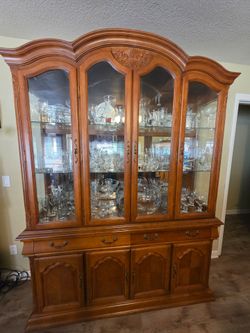 Solid good china cabinet & flip top server buffet set