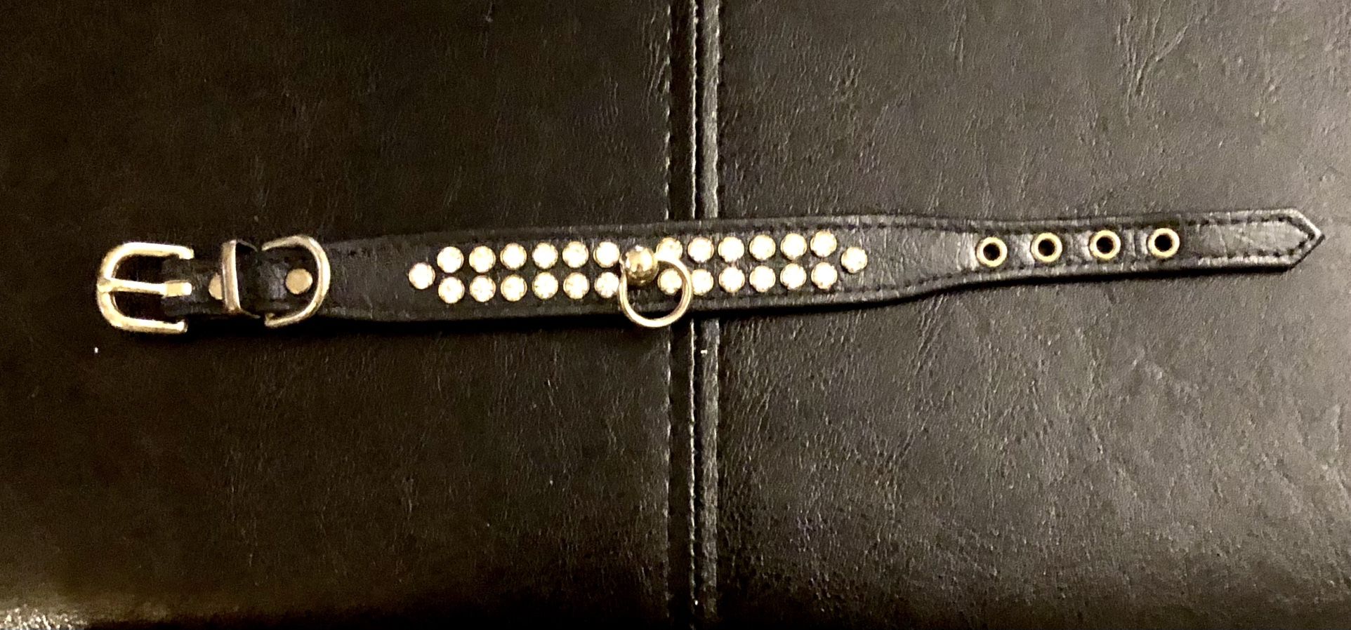 Gold Black Rhinestone Dog Collar