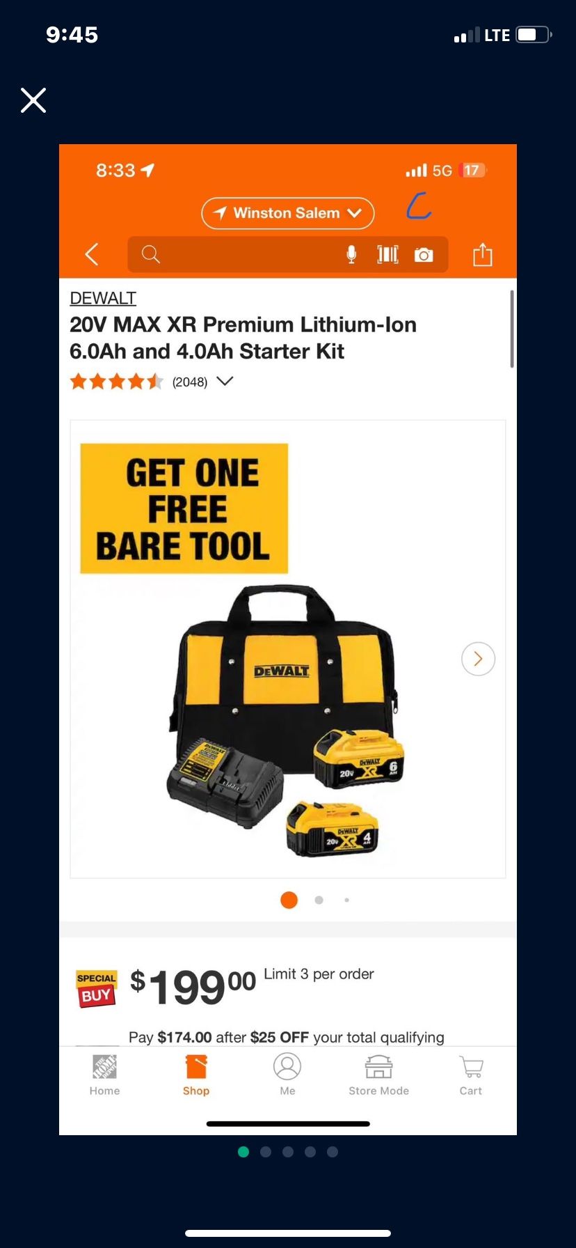  DEWALT 20V MAX XR Premium Lithium-Ion 6.0Ah and 4.0Ah Starter Kit  New  