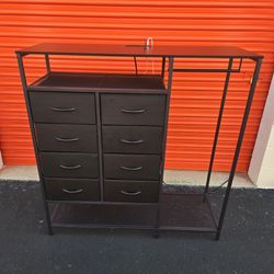 HARPAQ BLACK DRESSER WITH HANGING RACK WARDROBE CLOSET ORGANIZER