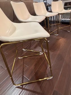 Set of 4 cream and gold bar stools