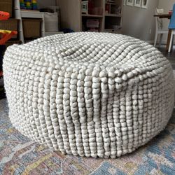 X-Large Natural Wool Pouff