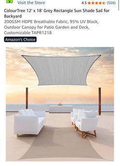 12' x 18' Grey Rectangle Sun Shade Sail