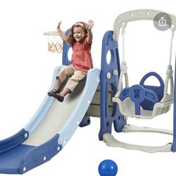 Indoor / Outdoor Play Swing & Slide 4-in-1 Playground Set