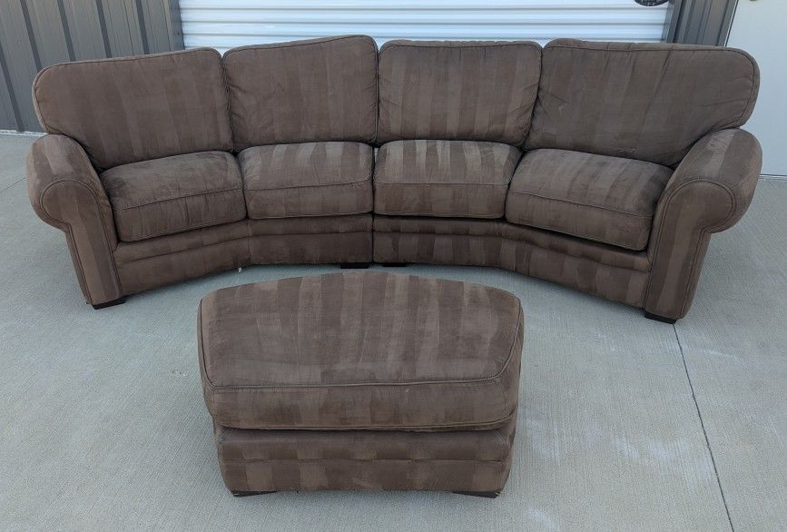 Brown Microfiber U-Shaped Sectional With Ottoman