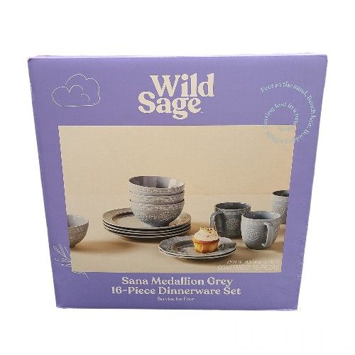 Wild Sage Sana Medallion 16-Piece Dinnerware Set in Grey – Waleska Co.