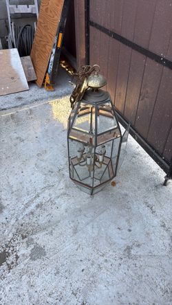 Vintage brass and beveled glass