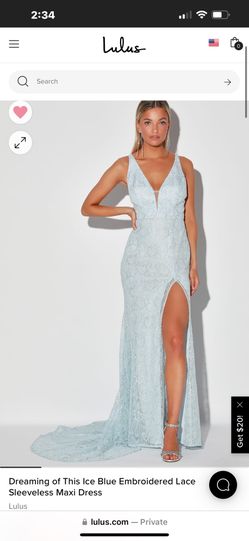 Ice Blue Maxi Dress With Small Train