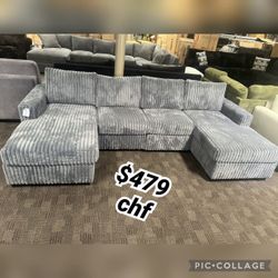 Jumbo corduroy Double Chaise Sectional Sofa  // October Sale 