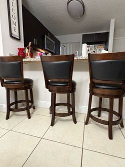 Solid Wood Barstools Set of 3